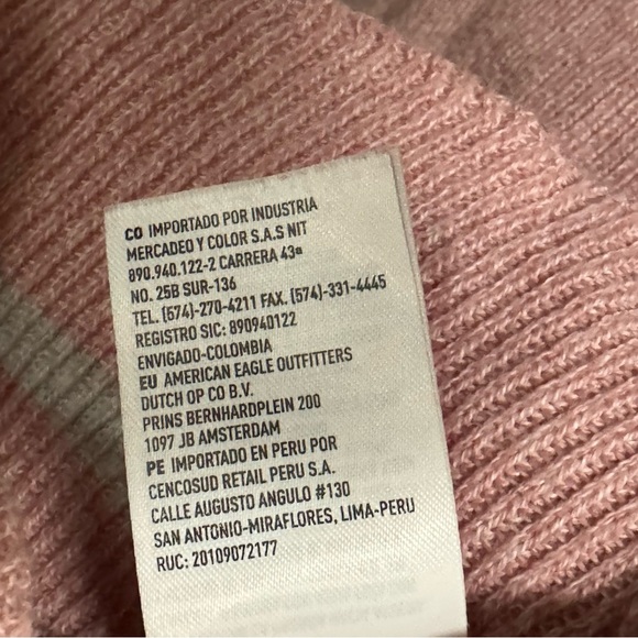 AMERICAN EAGLE Jegging Fit Pink and Light Gray Stripe Sweater Size Large - Picture 5 of 6